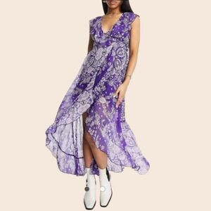 Anthropologie Raga Out For A Ride Floral Print Wrap Dress NWT Size Small